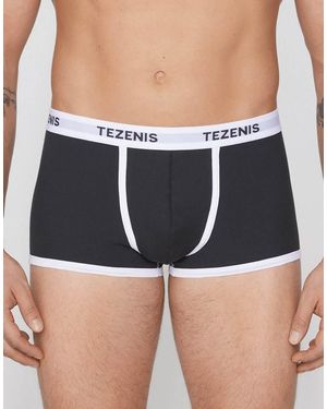 Tezenis Ribbed Cotton Boxers With Logo Elastic - Blue