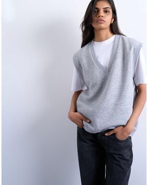 TOPSHOP V-neck Sweat Vest - Gray