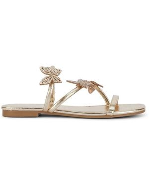 SEQWL Strappy Sandals With Rhinestone Butterfly Embellishments - White