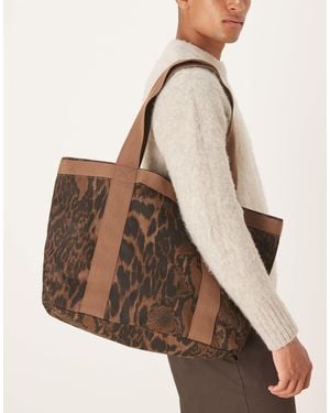ASOS Cheetah Canvas Tote Bag - Brown