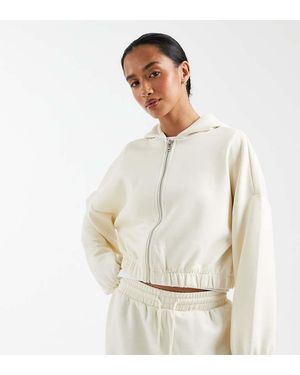 Only Petite Sudadera Corta Color Crema Con Capucha De Tejido Suave De (Parte De Un Conjunto)-Blanco