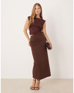 Glamorous Straight Fit Maxi Skirt - Brown