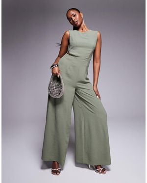 ASOS Buckle Detail Wide Leg Jumpsuit - Gray