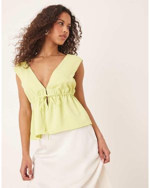 Abercrombie & Fitch Top Verde Con Abertura Delantera Con Lazada De - Amarillo