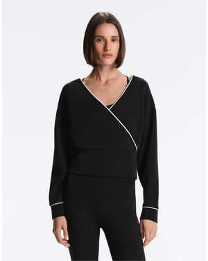 Oysho Sweat-shirt cache-cœur en modal doux à bordures contrastantes - Noir