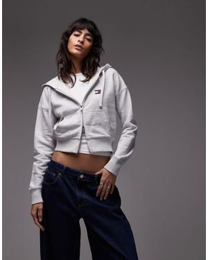 Tommy Hilfiger Boxy Zip Through Hoodie - Gray