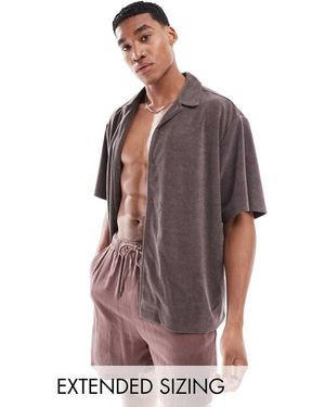 ASOS Camisa Extragrande Con Cuello De Solapas De Tejido De Rizo De - Multicolor