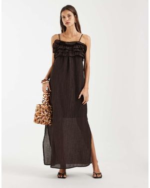 Object Gelaagde Maxi Cami-Jurk Met Textuur En Ruches - Wit