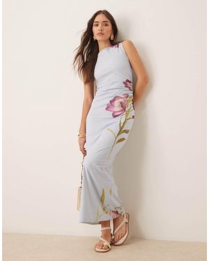 ASOS Vestido Midi Azul Pastel Sin Mangas Con Posicional De Tejido Suave De - Neutro