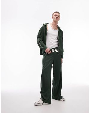 TOPMAN Joggers Larghi Sportivo Con Profili Laterali Doppi A Contrasto - Verde