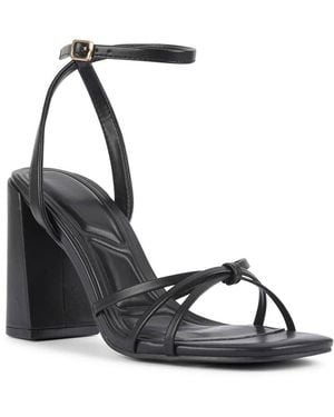 SEQWL Strappy High Block Heel Sandals Ankle Strap Dress Shoes - Black