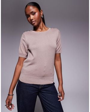 River Island Crew Neck Knitted Tee - Purple