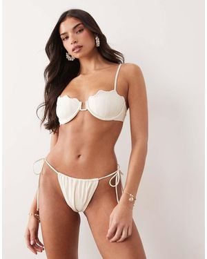 South Beach Bikinibroekje Met Gestrikte Zijkanten En Pareldetail - Wit