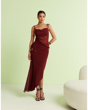 ASOS Chiffon Drape Maxi Skirt Co-ord - Red