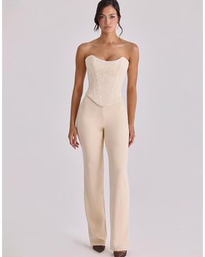 House Of Cb Larra Vintage Ivory Strapless Lace Corset Top - Natural