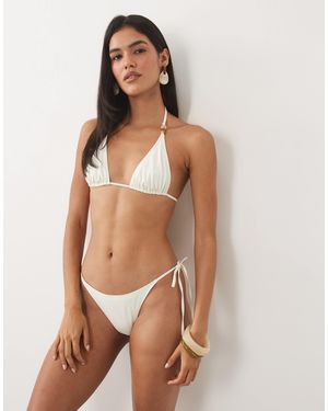 ARKET Mix And Match Tie Up Beaded Bikini Bottoms - Natural
