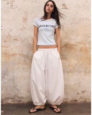 Stradivarius Printed Short Sleeve T-shirt - Brown