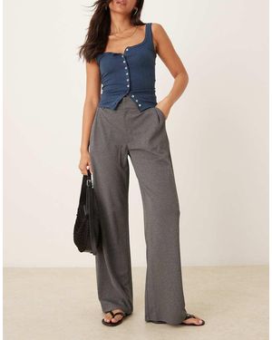 Jdy Pantaloni Sartoriali A Fondo Ampio Medio - Blu