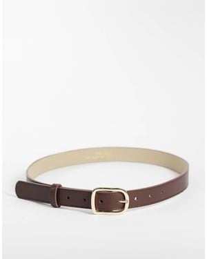 Pieces Leather Look Belt With Gold Buckle - Grey