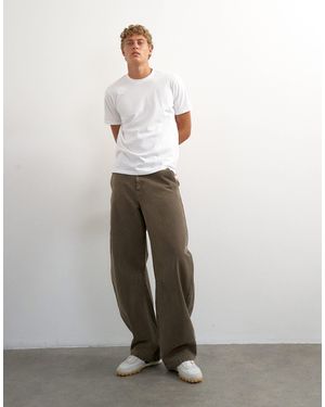 TOPMAN Horseshoe Barrel Fit Canvas Trouser - White