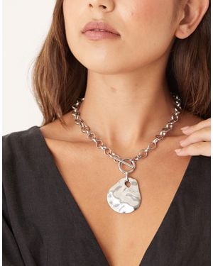 ASOS T-bar Necklace With Hammered Pendant - Black