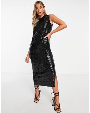 Whistles Arla - robe mi-longue à sequins - Noir