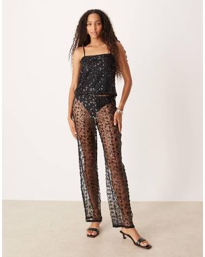 JJXX Co Ord Sequin Trousers - Natural