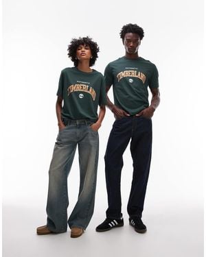Timberland Authentic Large Chest Collegiate Logo Oversized T-Shirt - Green