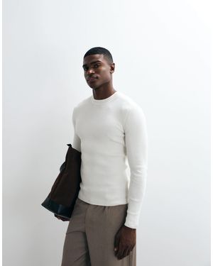 ASOS Essentials Micro Rib Muscle Fit Lightweight Knit Sweater - White
