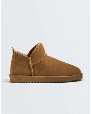 Oysho Leather Ankle Boots - Brown