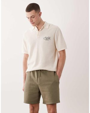 ASOS Essentials Oversized Mid Length Jersey Shorts - Natural