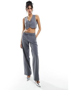 Bershka Wide Leg Tailored Trousers Co-ord - Blue