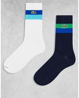 Lacoste – essentials – 2er-pack gerippte socken - Blau