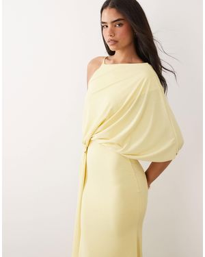 ASOS Drape One Shoulder Maxi Dress - Natural