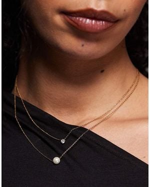 ALDO Gilpatricia Crystal And Faux Pearl Layered Necklace - Black