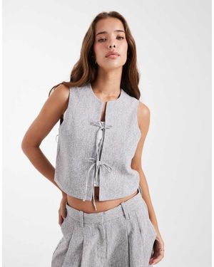 Vero Moda Chaleco De Sastre Gris Jaspeado Con Lazada Delantera De (Parte De Un Conjunto) - Blanco