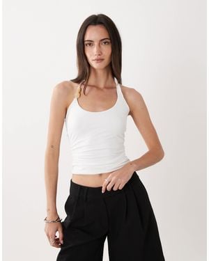 SNDY'S Bead Detail Scoop Neck Top - White