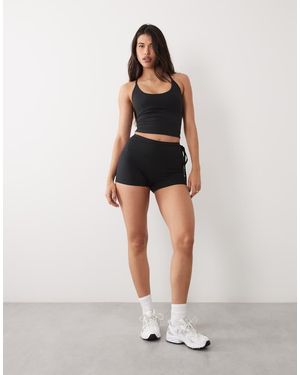 4505 Hourglass High Rise 3 Inch Booty Shorts With Tie Waist Detail - Black