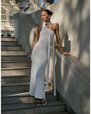 4th & Reckless Crochet Asymmetric Scarf Detail Maxi Beach Dress - White