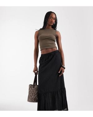 Vero Moda Falda Larga Negra De Estilo Boho Con Textura Plumeti De - Negro