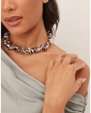 ASOS Choker Necklace With Molten Bead Details - Gray
