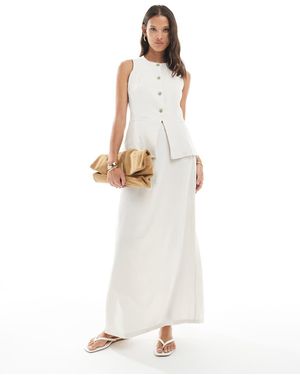 Vero Moda Gonna Lunga Sartoriale Color Crema - Bianco