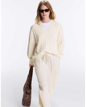 Oysho – strickpullover aus 100% baumwolle - Natur