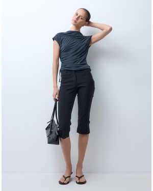 Collusion Leggings Capri Largos De Bengalina En - Azul
