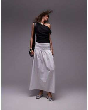 TOPSHOP Smocked Waist Maxi Skirt - Gray