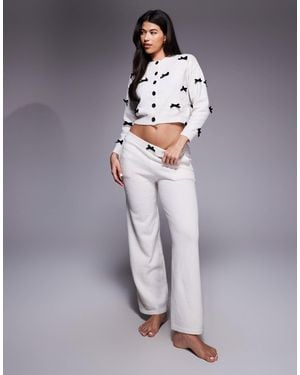 River Island Knitted Bow Detail Cardigan And Trouser Set - Purple