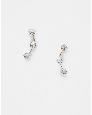 Kingsley Ryan Triple Gem Crawler Stud Earrings - Metallic