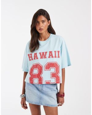 ASOS Boxy Crop Tee With Hawaii Sports Graphic - White