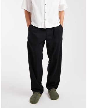 Jack & Jones Loose Fit Linen Mix Trouser - Black