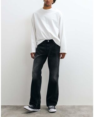 Weekday Vaqueros Rectos Bootcut Negros De Talle Bajo - Blanco